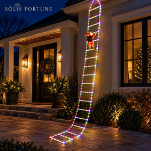 Kletternder Weihnachtsmann mit Leiter, beleuchtete 10-ft-LED-Strickleiter mit Plüsch-Weihnachtsmann, 338 bunte LEDs, 8 Modi, Timer, innen & außen
