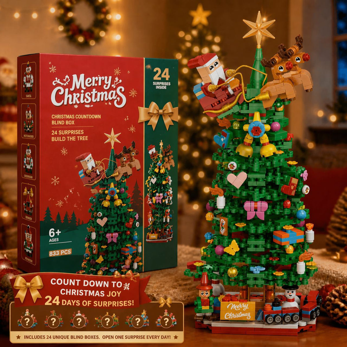 Christmas tree building blocks advent calendar