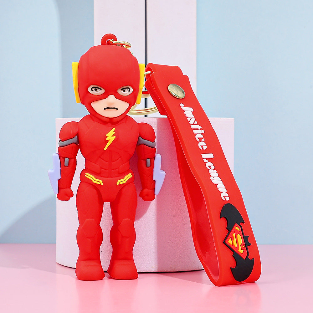 Solis Hero Keyrings silicone superhero keychain in red with a matching red wrist strap