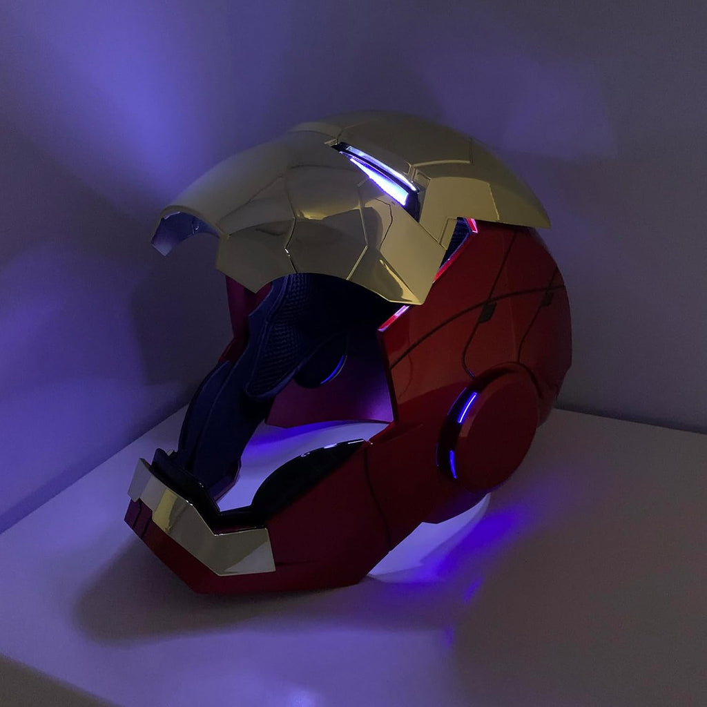 Solis Aegis MK-V Collector Helmet — faceplate raised, blue interior lighting