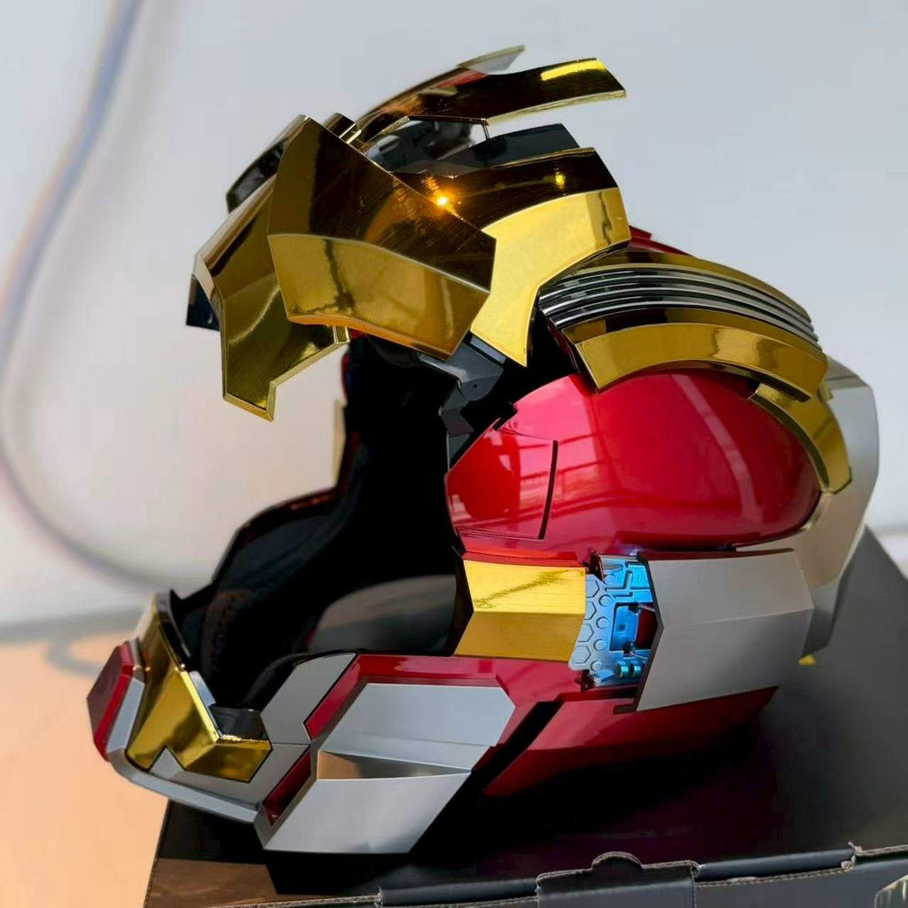 Solis Aegis MK-XVII Collector Helmet — faceplate raised, three-quarter view