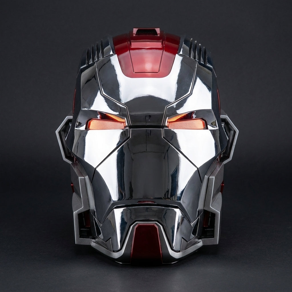 Solis Aegis MK-XVII helmet in Silver & Red — front view