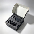 The 88 mm version in its box with the 12 V accessory-socket adapter and its cable
