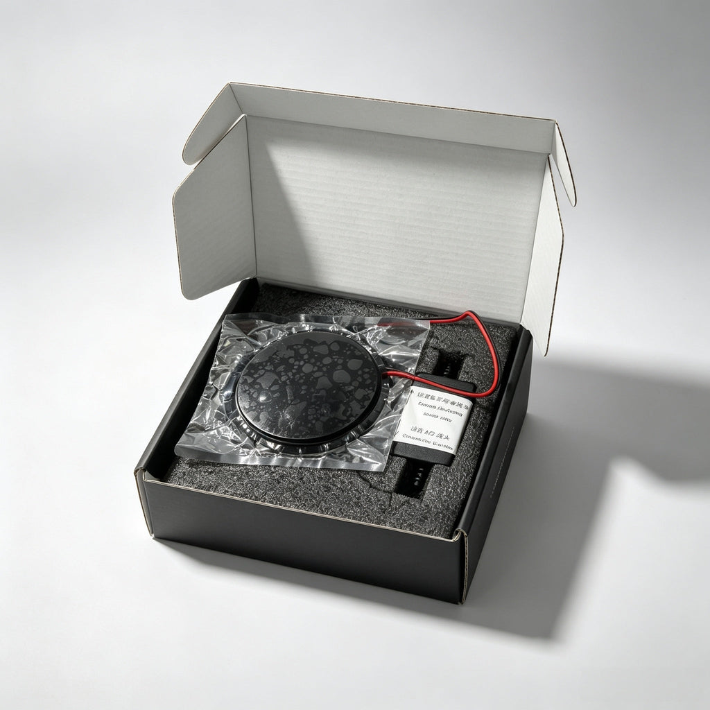 What is in the box: the sealed emblem, the wiring harness and its small control module