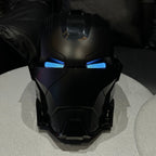 Solis Aegis MK-XVII helmet in Dark Edition — blue eyes lit