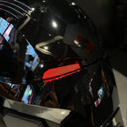 Solis Aegis MK-XVII helmet in Silver & Black — mirror-chrome faceplate close-up