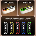 Solis Ember twin hand warmers light modes: colourful, breathe, and monochrome switching shown in five single colours