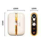 Solis Ember twin hand warmers dimensions: 97 mm tall, 60 mm across closed and 50 mm for a single warmer, with the control face shown at 60°C