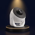 The Solis Astra galaxy projector on a lit black podium, head tilted up