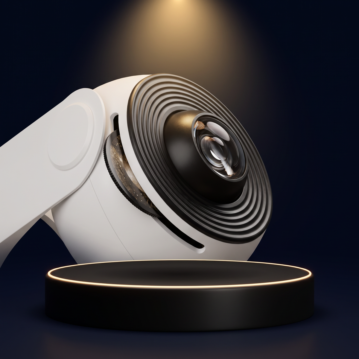 Close detail of the Solis Astra's lens and the slot its disks drop into