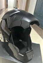 Solis Aegis MK-V helmet in Dark Edition — faceplate raised
