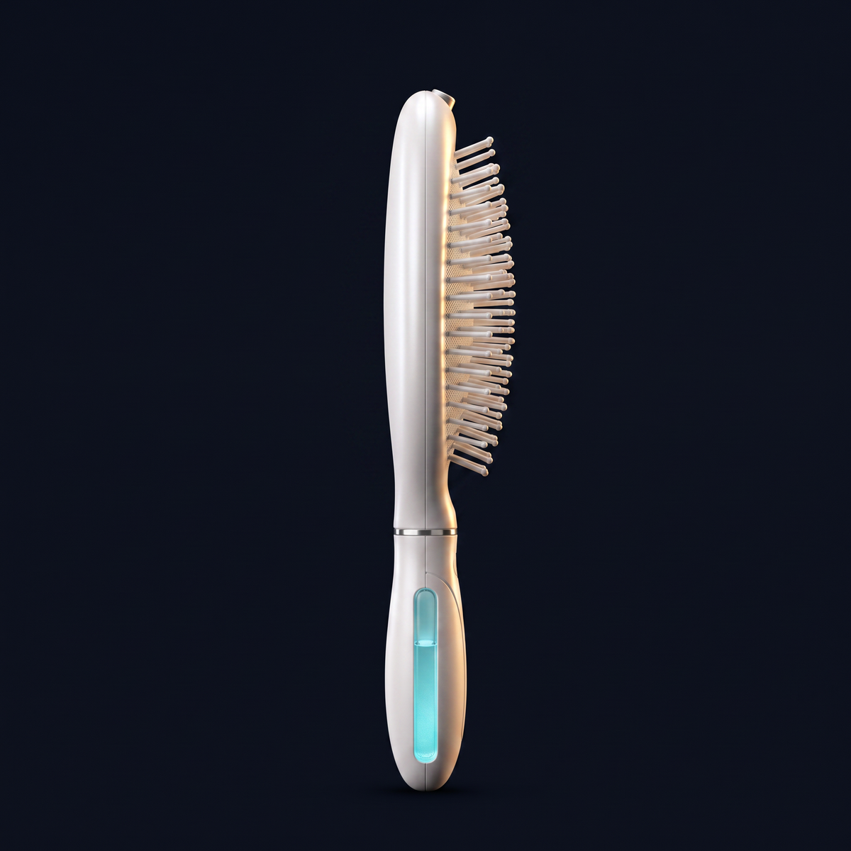 Solis Mist Hydrating Hair Brush — Side profile showing the reservoir through a translucent panel