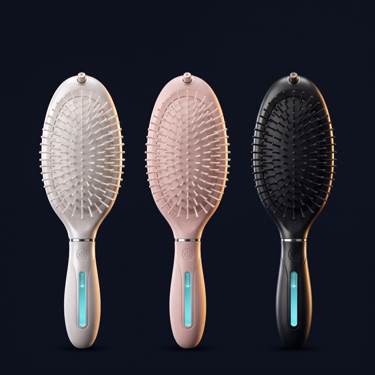 Solis Mist Hydrating Hair Brush — Three colourways in a row