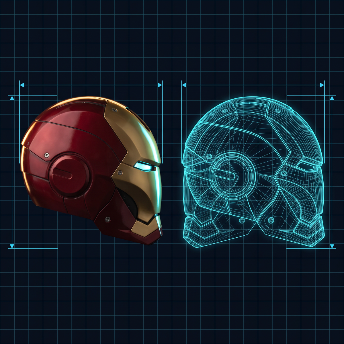 Solis Aegis MK-V Collector Helmet — helmet dimensions annotated beside a human silhouette