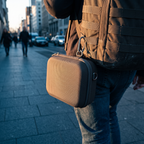 Solis Carry Case — Clipped to a bag with the carabiner