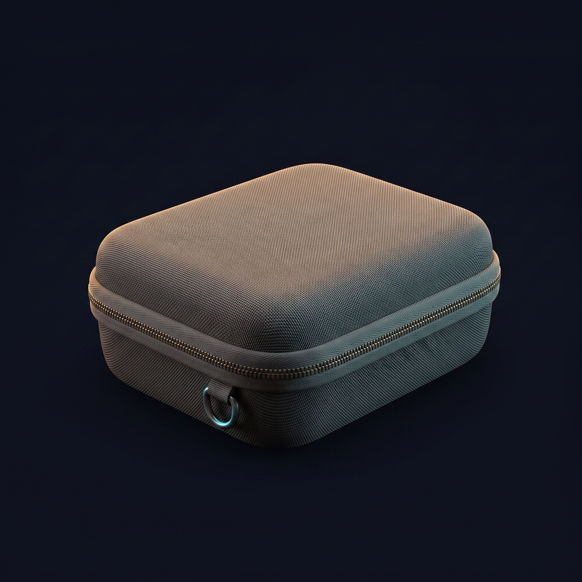 Solis Carry Case — Three-quarter closed showing the zip and carabiner loop