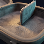 Solis Carry Case — Macro of the microfibre lining and divider