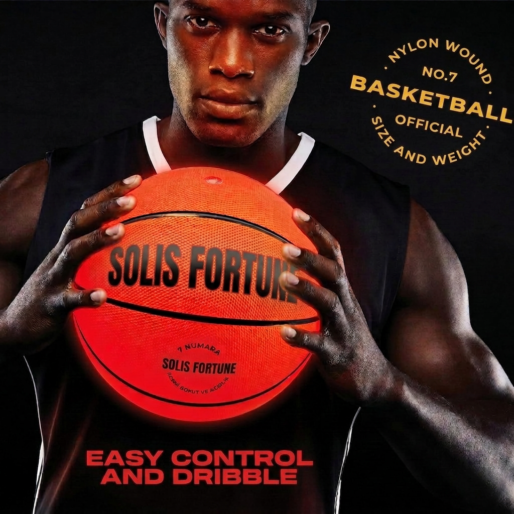 Solis Arc LED Basketball — player holding the ball, No. 7 official size and weight