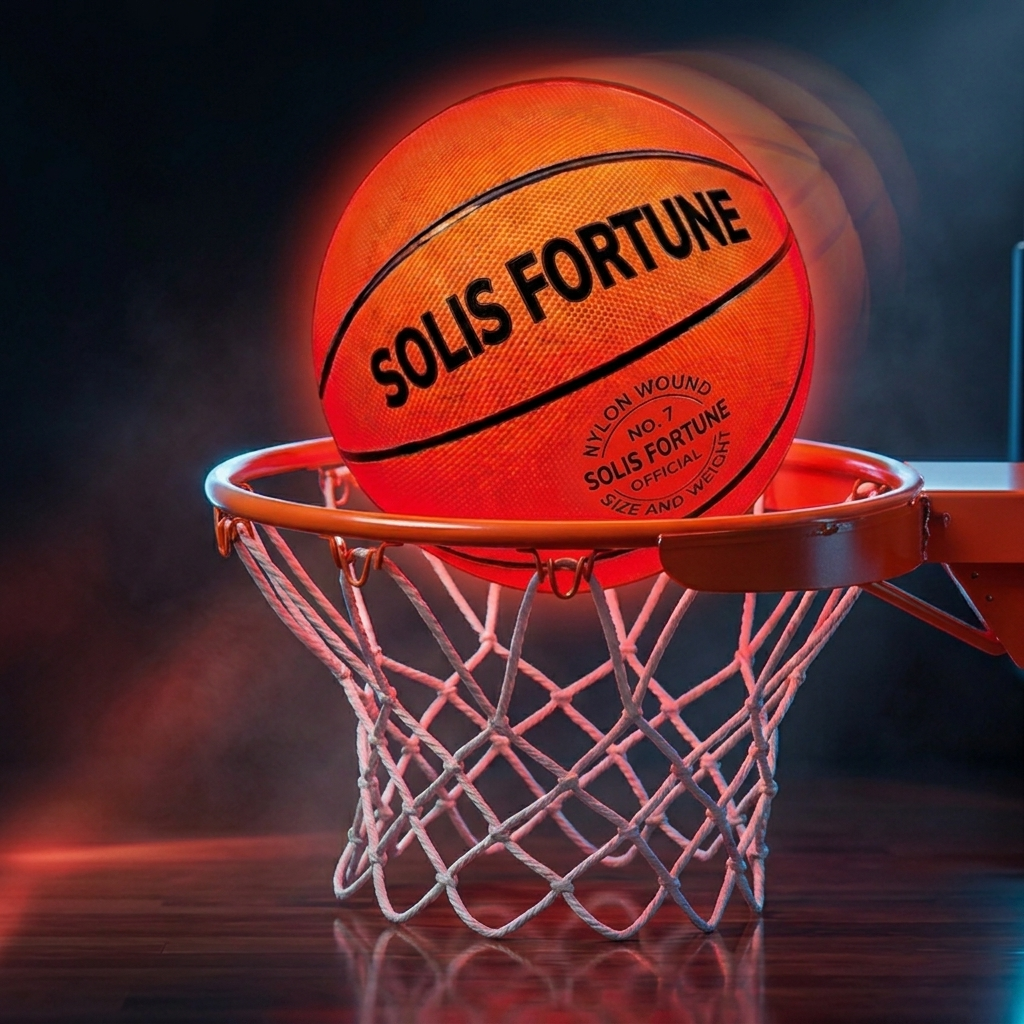 Solis Arc LED Basketball — glowing red as it drops through the hoop