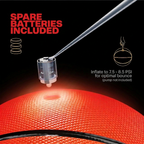 Solis Arc LED Basketball — spare cells and battery tool included; inflate to 7.5–8.5 PSI