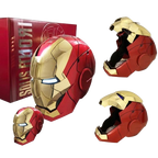 Solis Aegis MK-V collector helmet in four views, faceplate down and raised, showing the padded interior