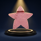The Solis Star Suit in pink on a lit black podium