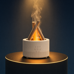 Aroma Diffuser Lagerfeuer, Lagerfeuer Diffuser mit Flammeneffekt und Luftbefeuchter, 280-ml-Tank, 6 LED-Farben, 2 Nebelstufen, Fernbedienung & Timer