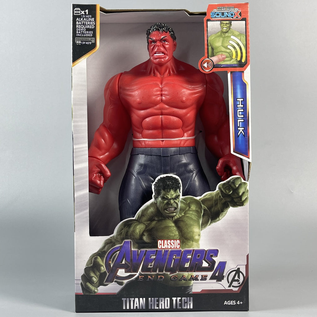 Red Hulk light and sound PVC collectible figure in display packaging