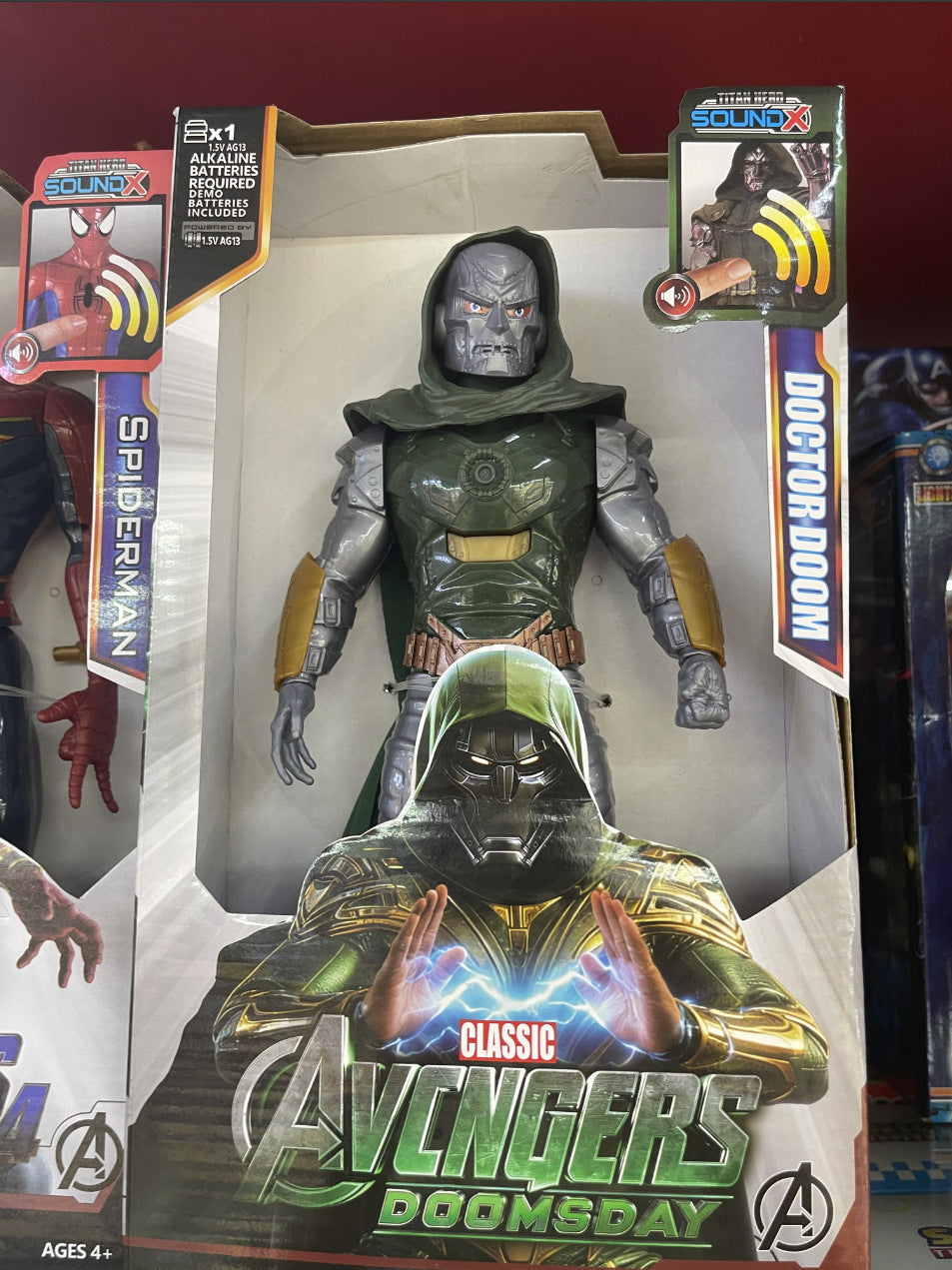 Doctor Doom light and sound PVC collectible figure in display packaging