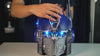 Mask, lights and remote, in action