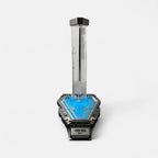 Solis Aegis Display Stand assembled, side view showing the clear rails