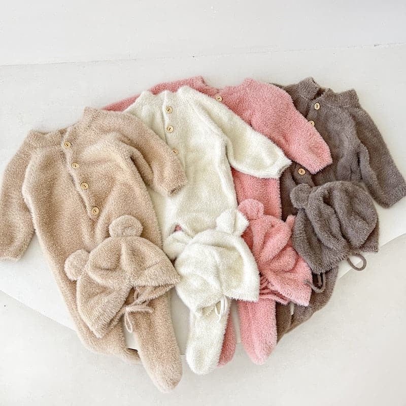 All four colours of the Solis Bear Cub Romper