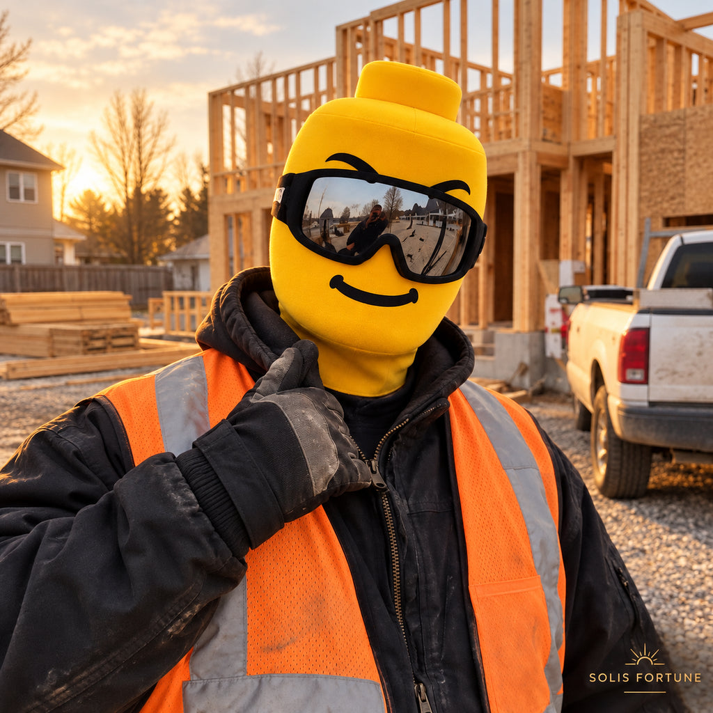 Solis Block Head — Handsome yellow block head ski mask with a smirk
