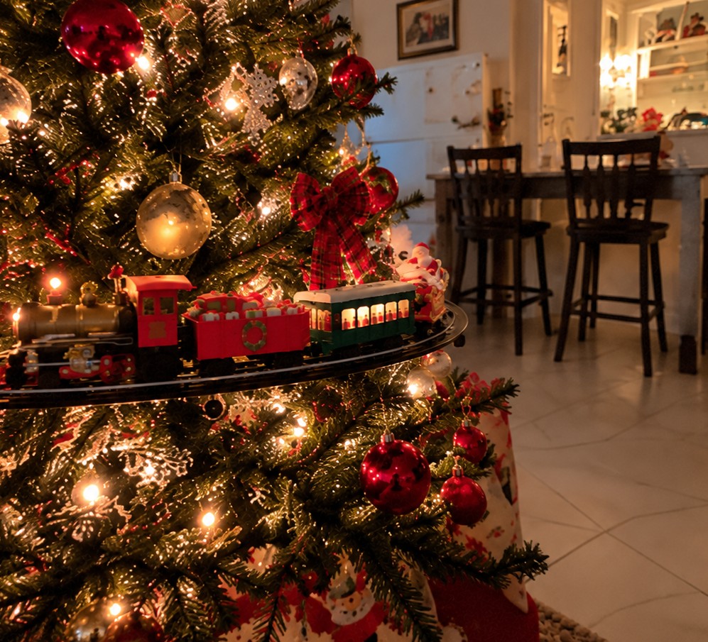 Solis Branchline — Christmas tree train running through the branches