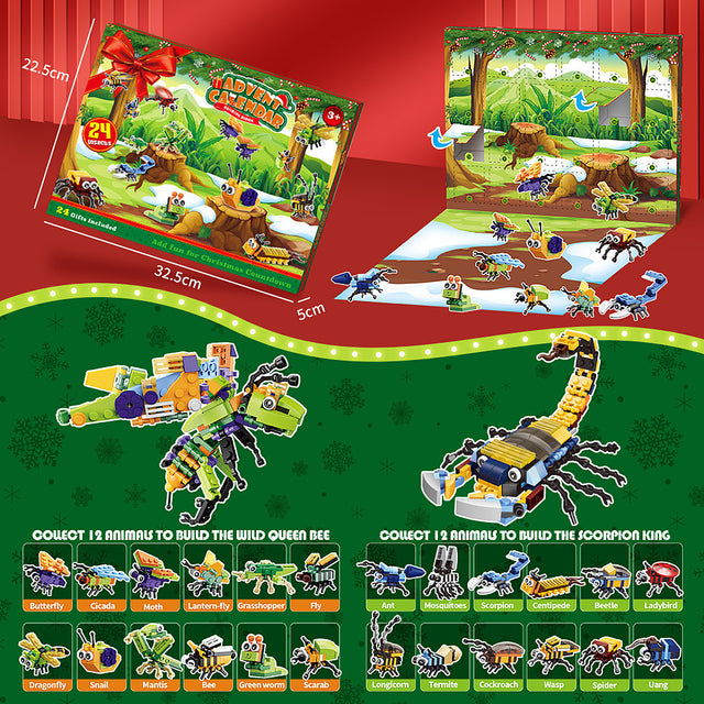 Insect Building Blocks Advent Calendar — Solis Bug Builders, full set
