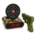 Solis Bullseye — camo target alarm clock with pop-up bullseye and toy blaster