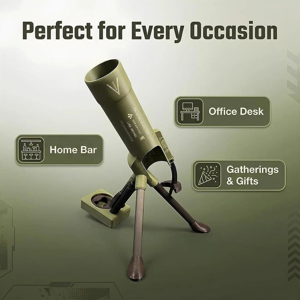 Solis Cap Popper — olive-green beer mortar opener for the home bar, desk and gatherings
