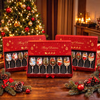 Solis Noel Toast — six hand-painted Christmas wine glasses by a snowy window