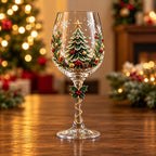 Solis Noel Toast — Christmas tree hand-painted 3D wine glass