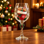 Solis Noel Toast — Christmas stocking hand-painted 3D wine glass