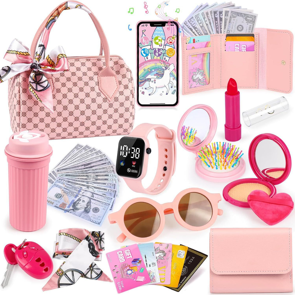 Girls Handbag Pretend Play Set — Solis City Purse, full set