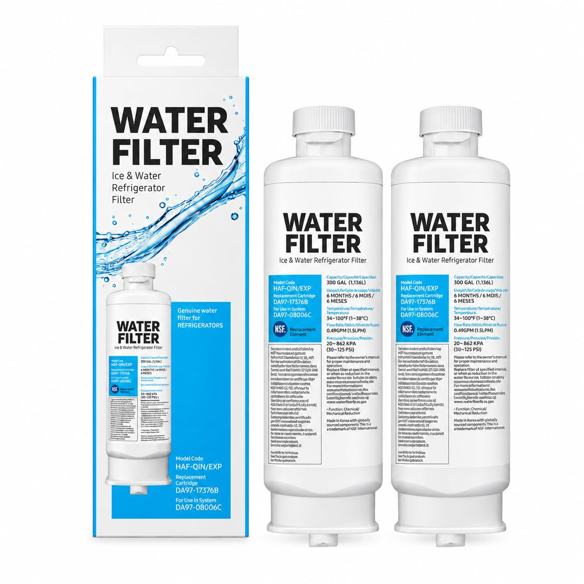 Solis Clearflow S — Samsung compatible refrigerator water filter, 2 pack