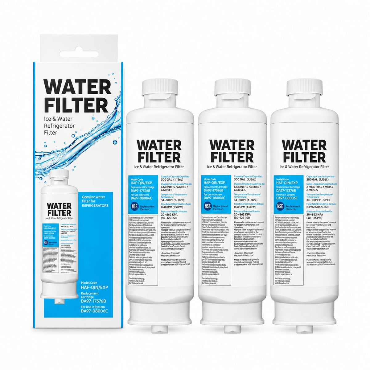 Solis Clearflow S — Samsung compatible refrigerator water filter, 3 pack