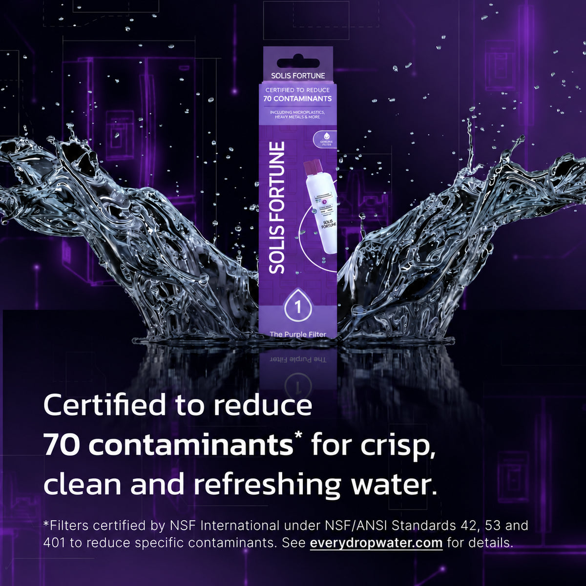 Solis Clearflow W — Filter 1 compatible refrigerator water filter for crisp, clean water and ice