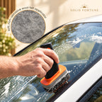 Solis Clearpass — soft non-abrasive wool felt applicator on a windshield