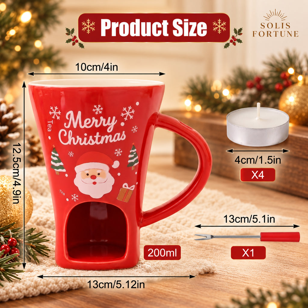 Solis Cocoa Melt — size: 12.5 cm tall, 10 cm across, 200 ml, 4 tea lights, 13 cm fork