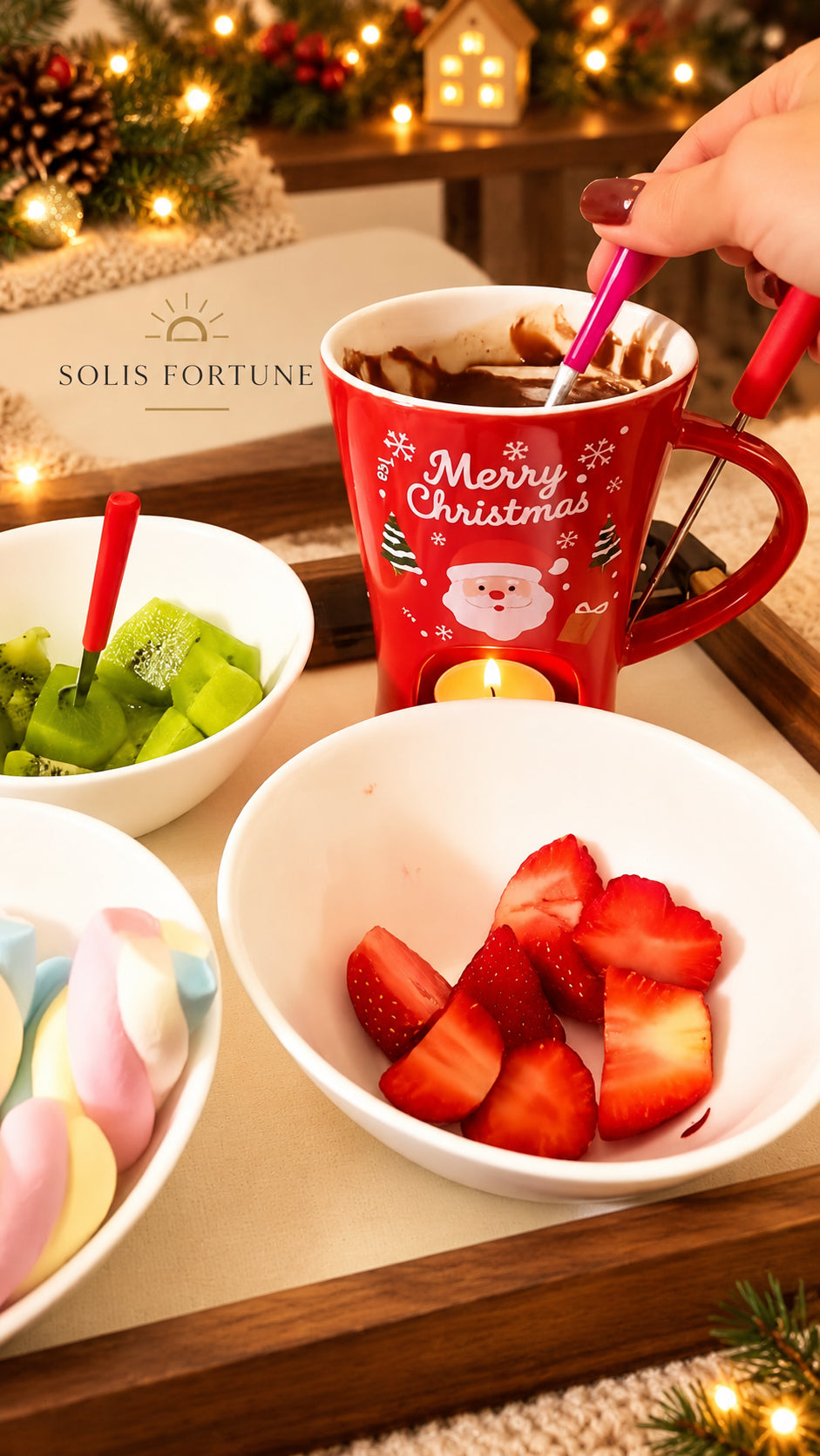 Solis Cocoa Melt — dipping strawberries in melted chocolate on movie night