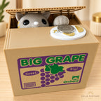 Solis Coin Critters — Grey Cat, Grape Box: coin bank