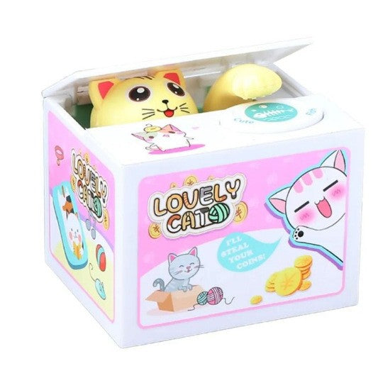 Solis Coin Critters — Yellow Cat, Lovely Box: coin bank