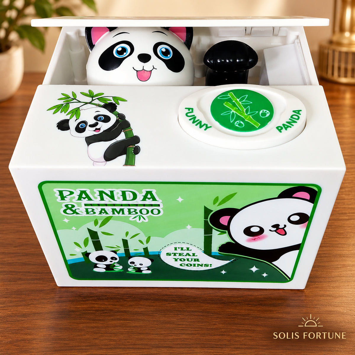 Solis Coin Critters — Panda, Bamboo Box: coin bank